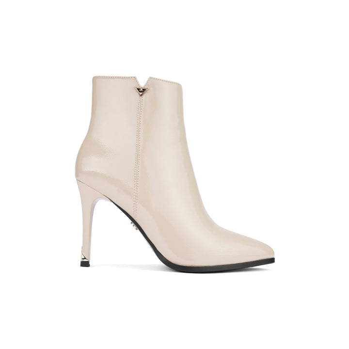 Botin Via Uno Bk211 Crema Napa Charol Taco 9.5 cm