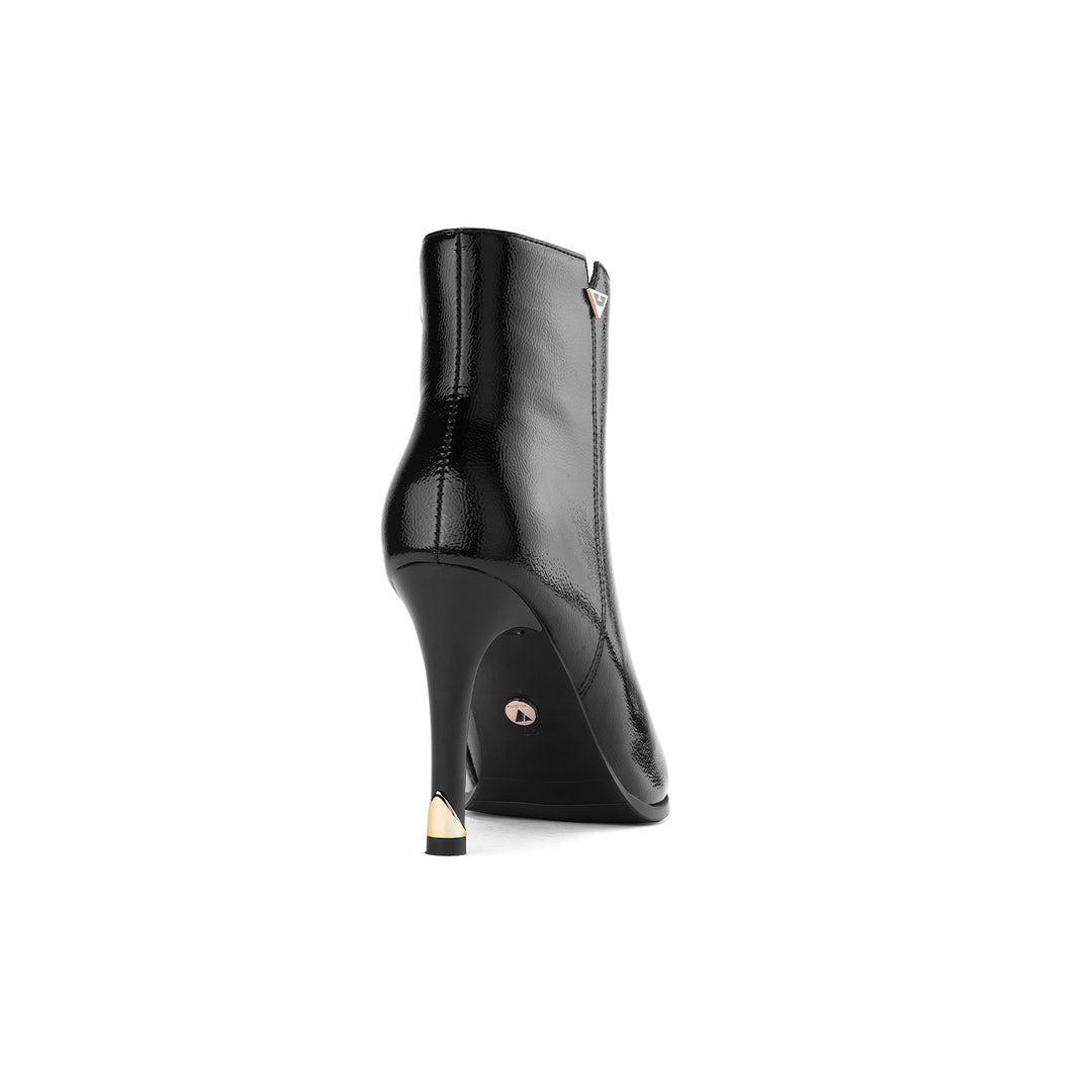 Botin Via Uno Bk211 Negro Napa Charol Taco 9.5 cm