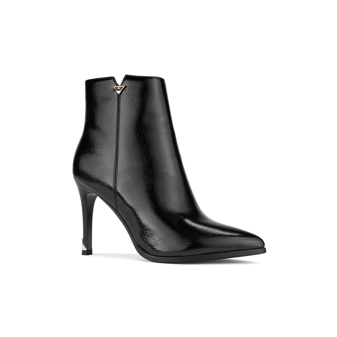 Botin Via Uno Bk211 Negro Napa Charol Taco 9.5 cm