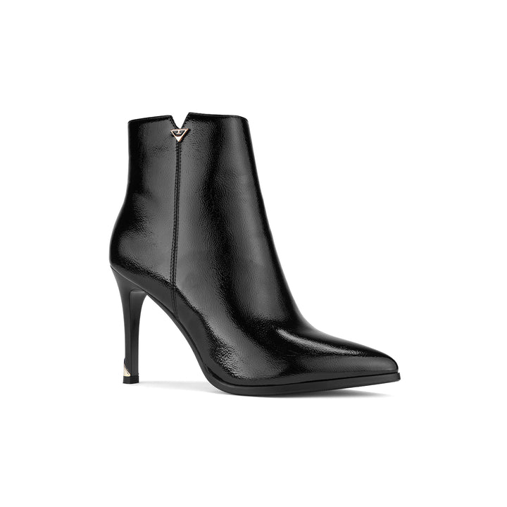 Botin Via Uno Bk211 Negro Napa Charol Taco 9.5 cm