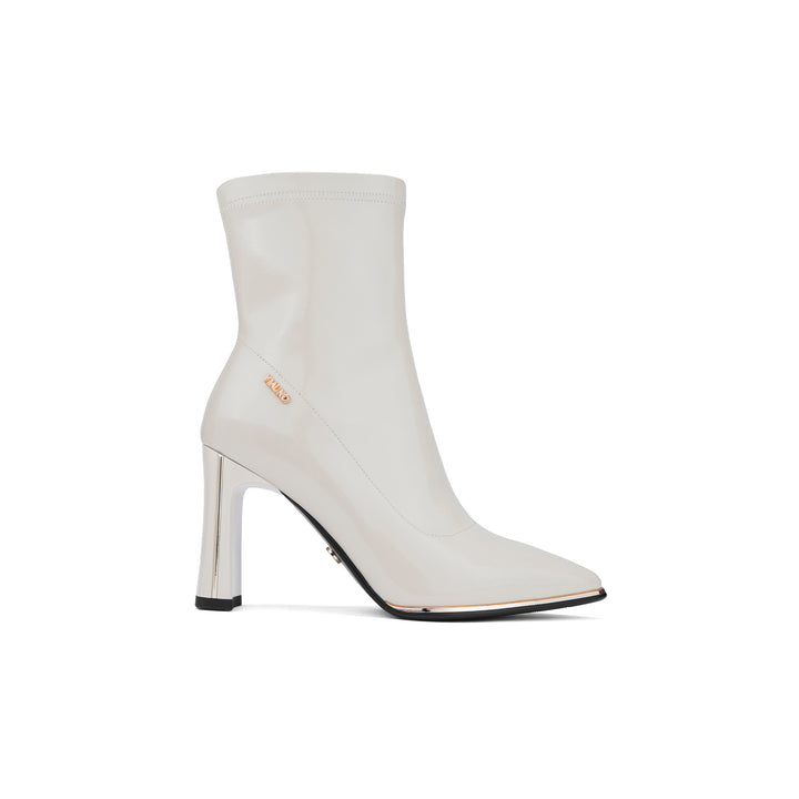 Botin Via Uno DF2797 Blanco Off Napa Charol Taco 9 cm
