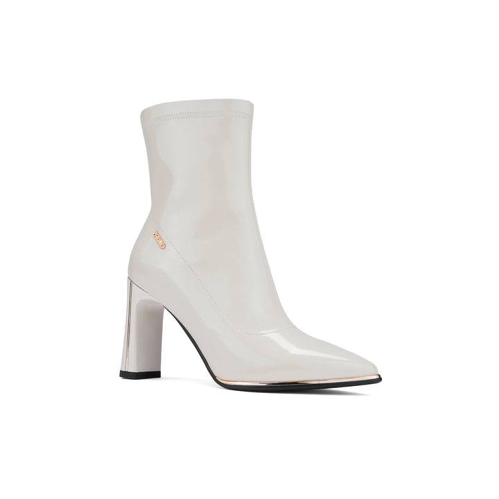 Botin Via Uno DF2797 Blanco Off Napa Charol Taco 9 cm