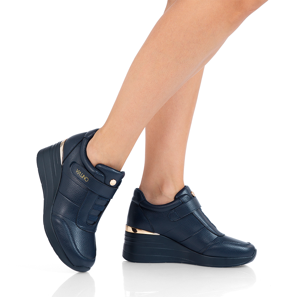 Zapatilla Via Uno H21583 Marino Cuña 6 cm