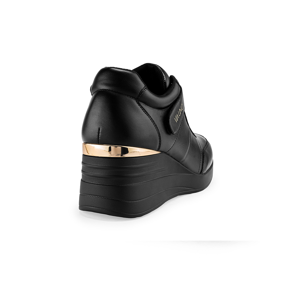 Zapatilla Via Uno H21583 Negro Cuña 6 cm