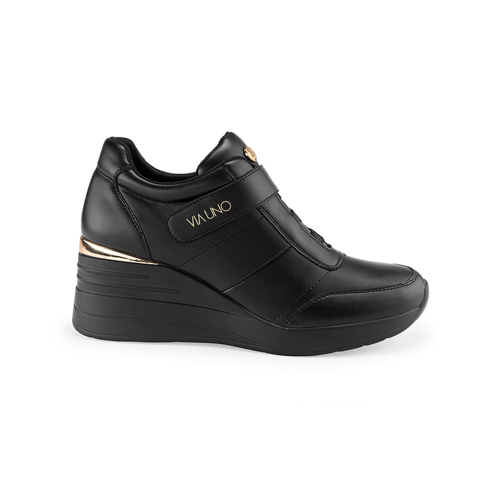 Zapatilla Via Uno H21583 Negro Cuña 6 cm