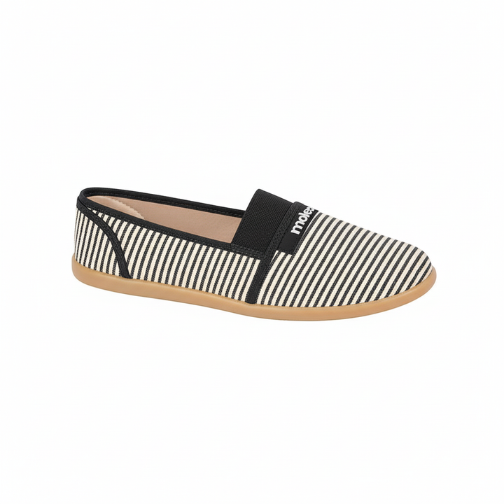 Alpargata Moleca negra con suela beige/camel