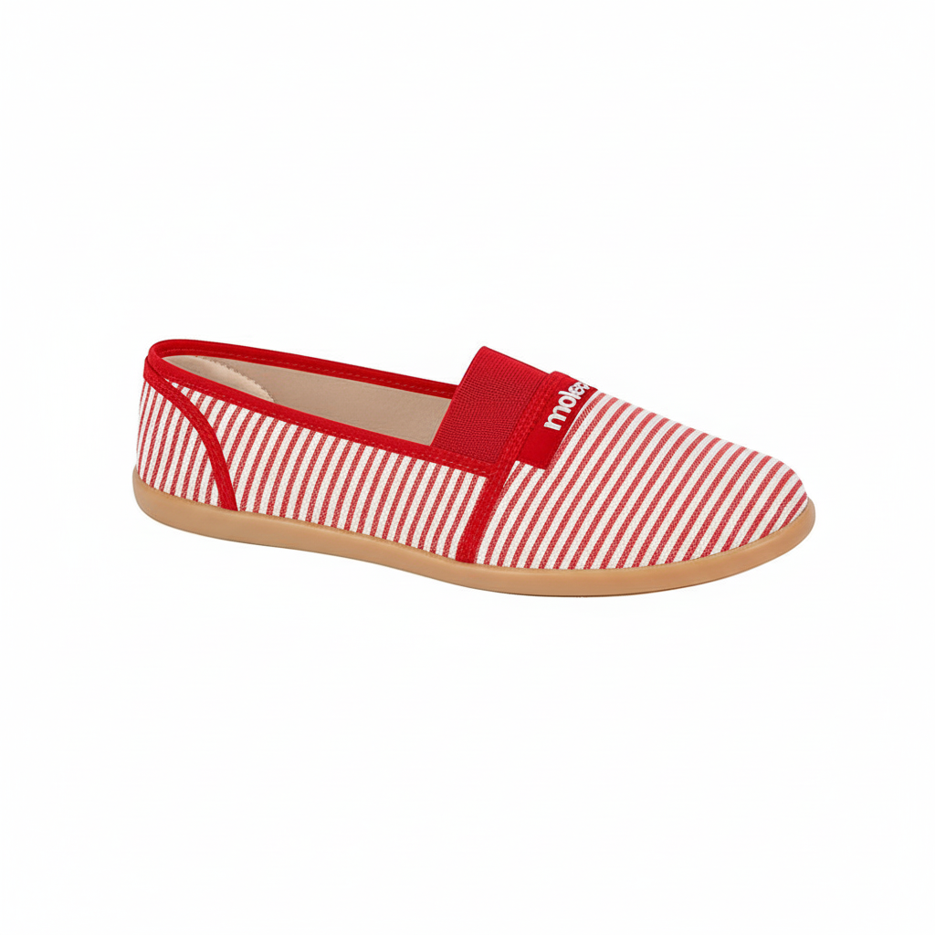 Alpargata Moleca roja con suela beige/camel