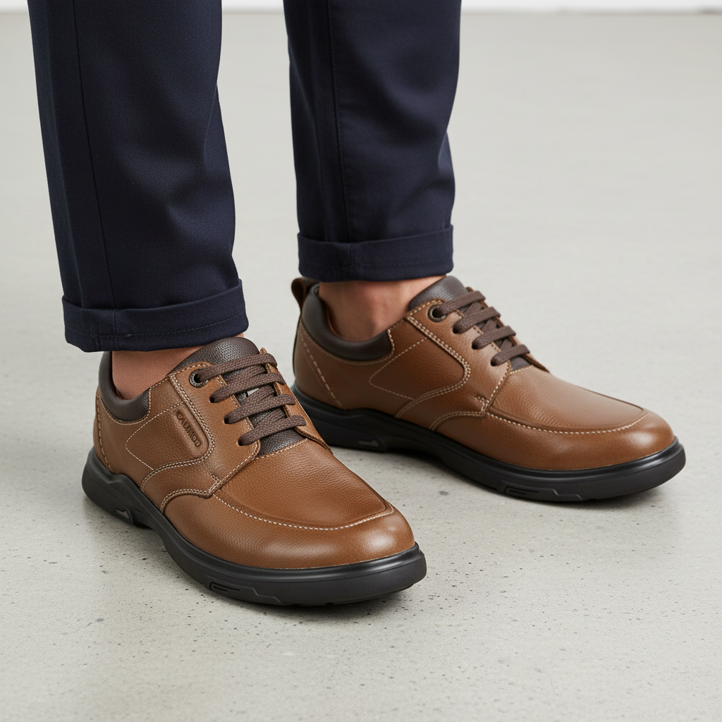 Close-up pies con Zapato Calimod CQ1001 Tan