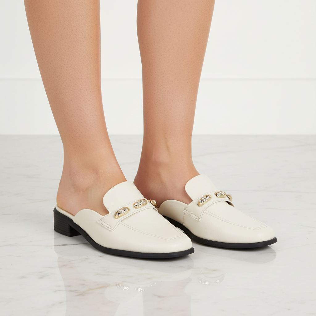 Detalle de pies con Mule Piccadilly 662009 Blanco Off