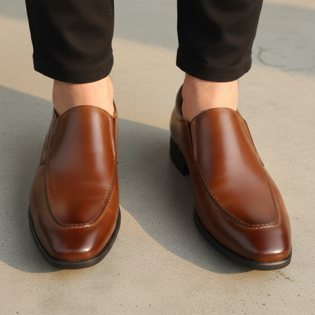 Detalle de pies con zapato Calimod VK3003 Cogñac