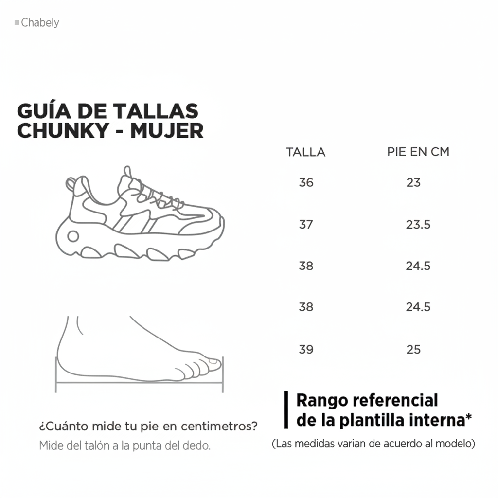 Guía de Tallas Chunky Mujer 1:1