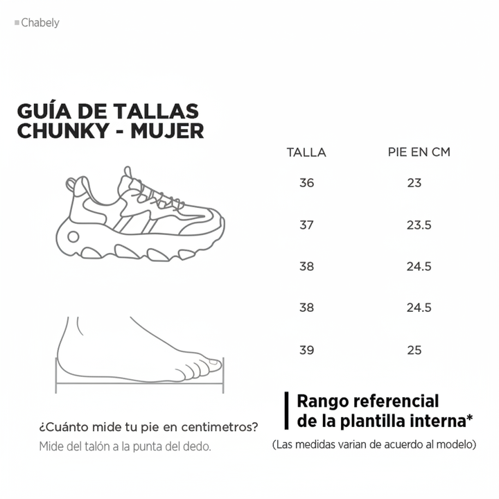 Guía de Tallas Chunky Mujer 1:1