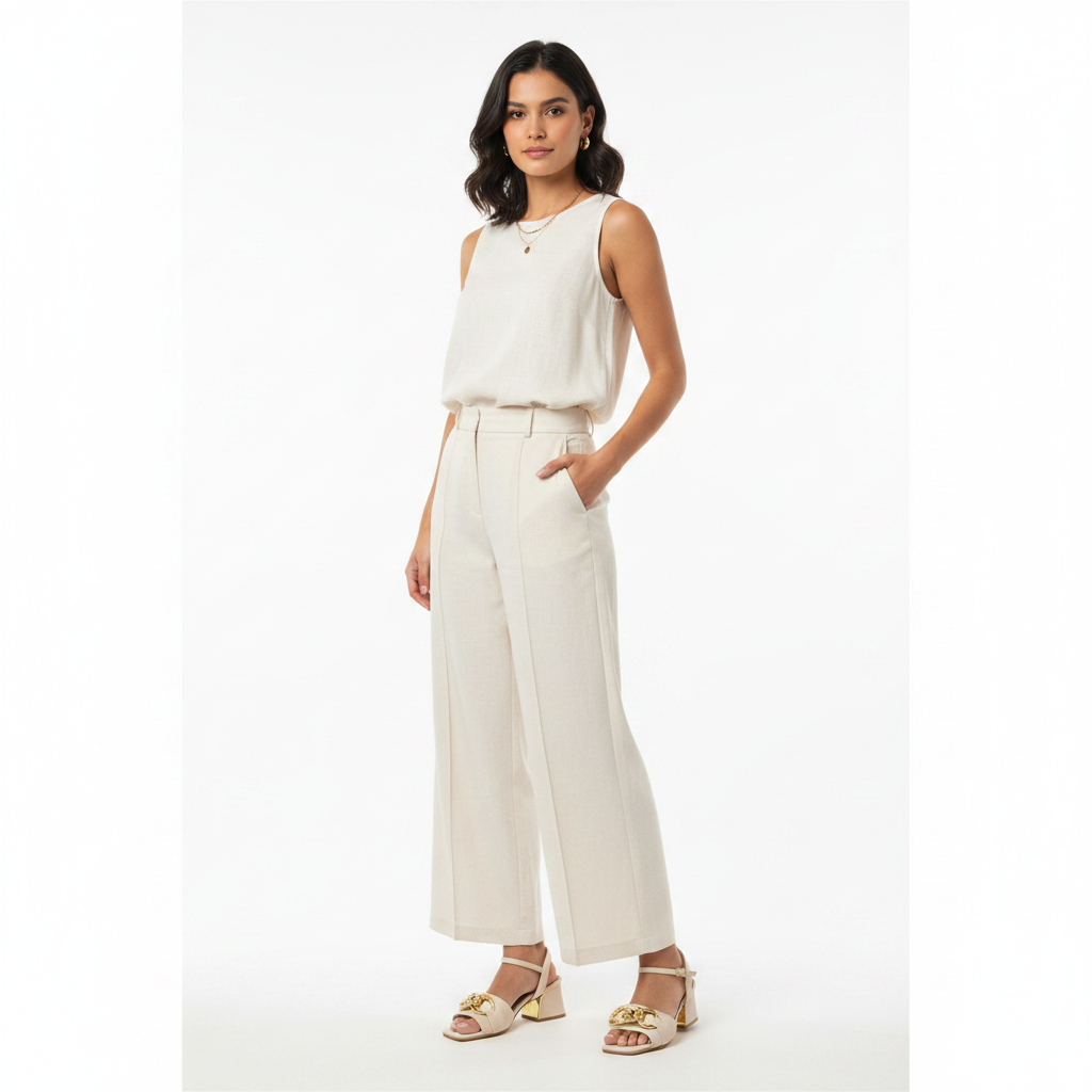 Modelo completo con sandalia Piccadilly Blanco off