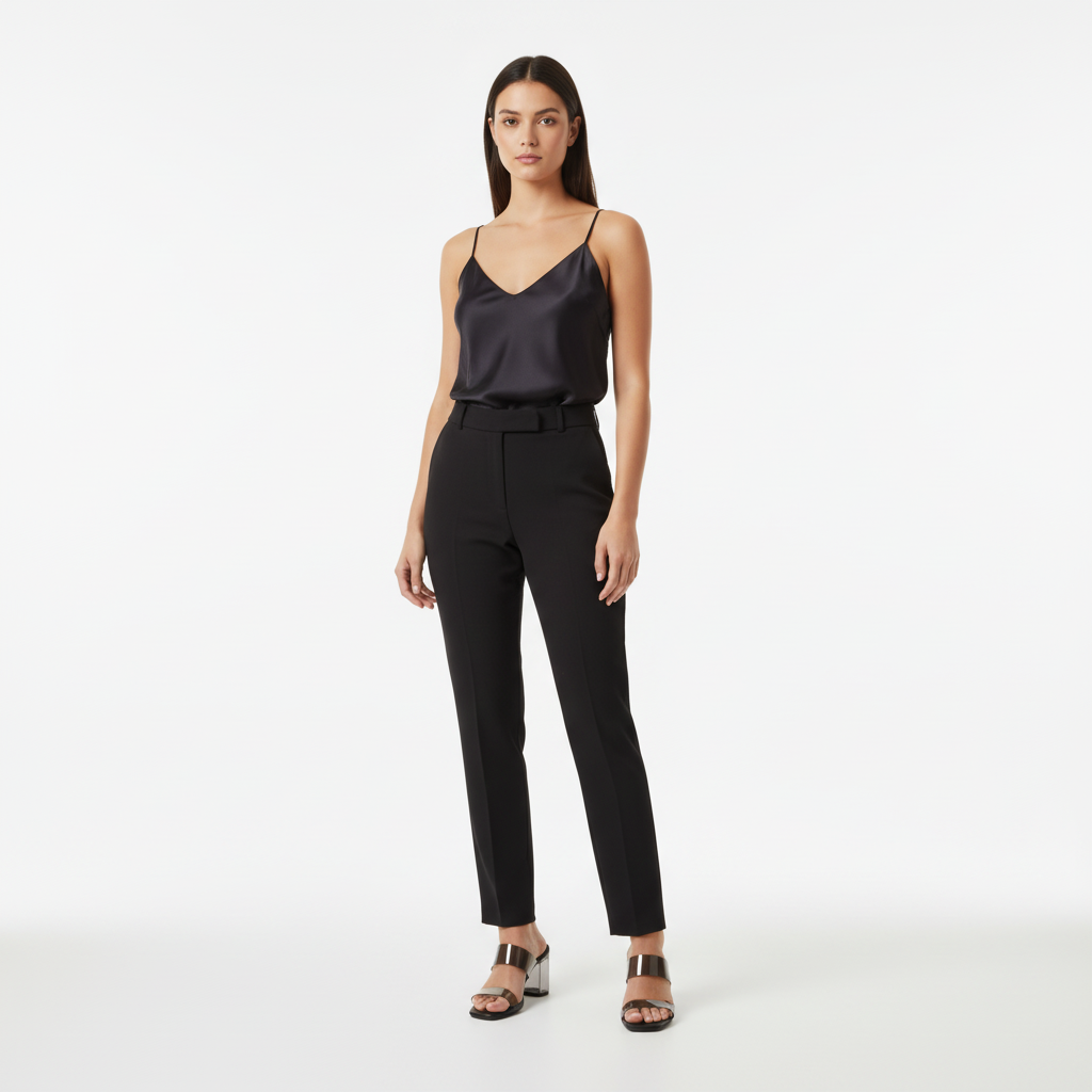 Modelo completo con sandalia transparente de taco bloque