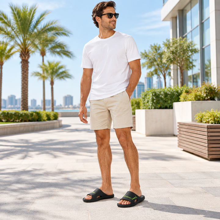 Modelo completo con sandalias negras