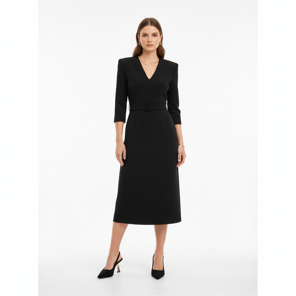 Modelo completo - Slingback Negro Taco Dorado