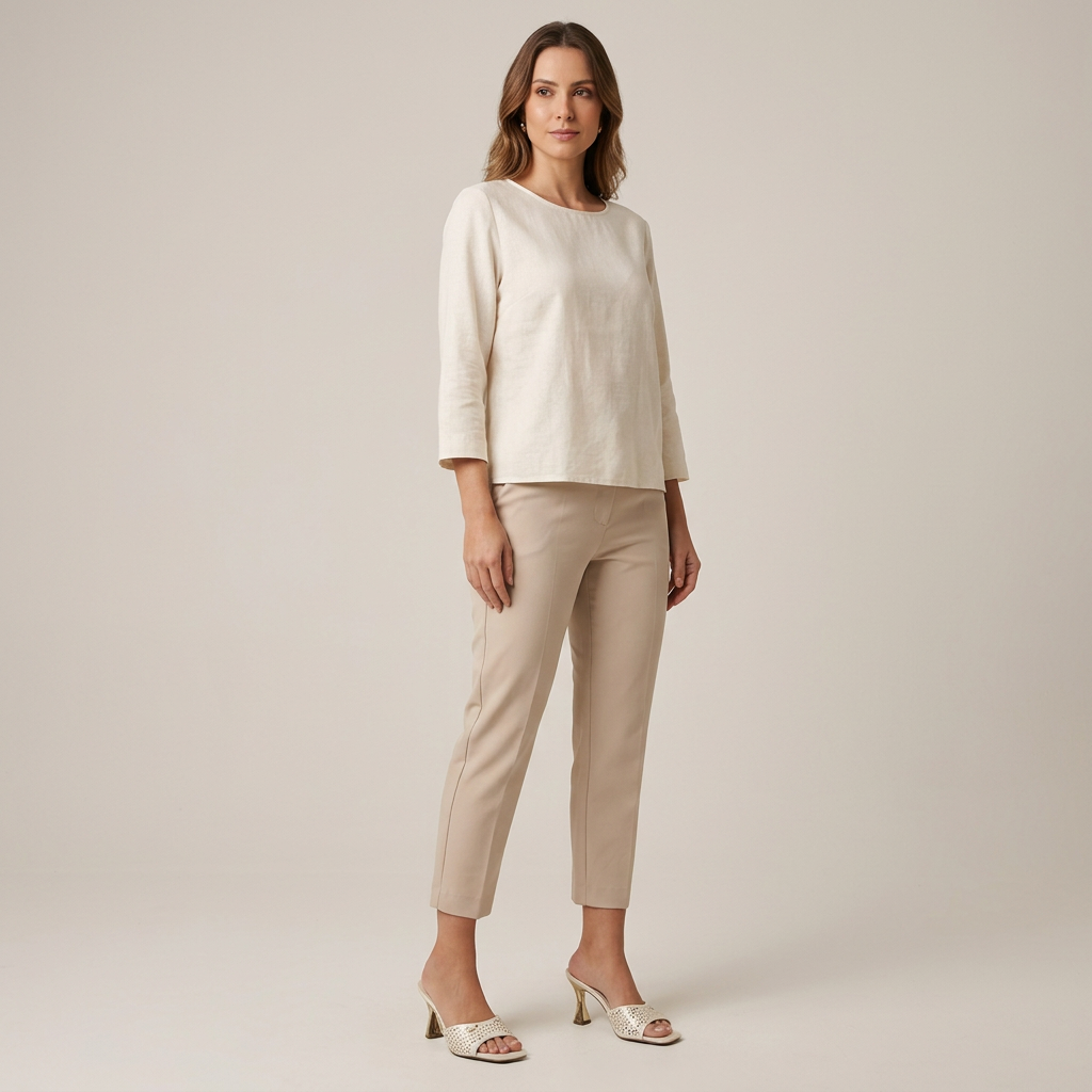 Modelo de cuerpo completo con sandalias Blanco off