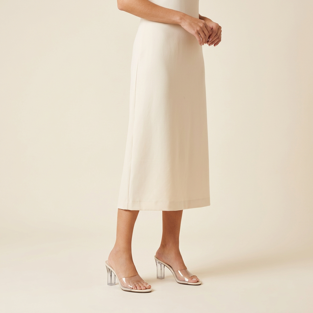 Modelo de cuerpo completo con sandalias Marfil