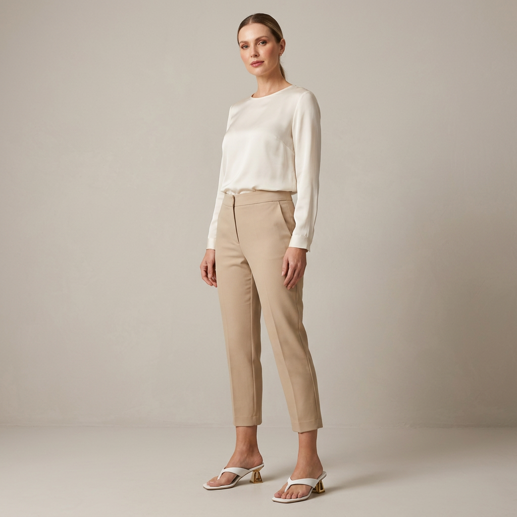 Modelo de cuerpo completo con sandalias Mariotta blancas