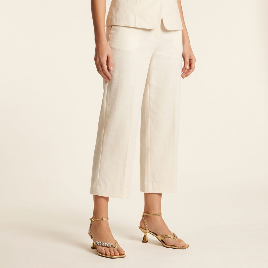 Modelo de cuerpo completo con sandalias Mariotta Dorado