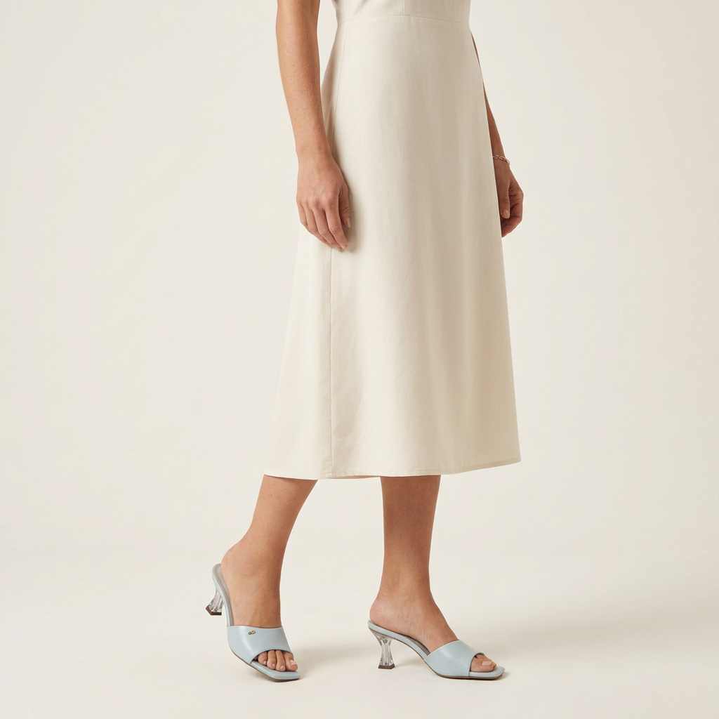 Modelo de cuerpo completo con sandalias Via Marte Celeste
