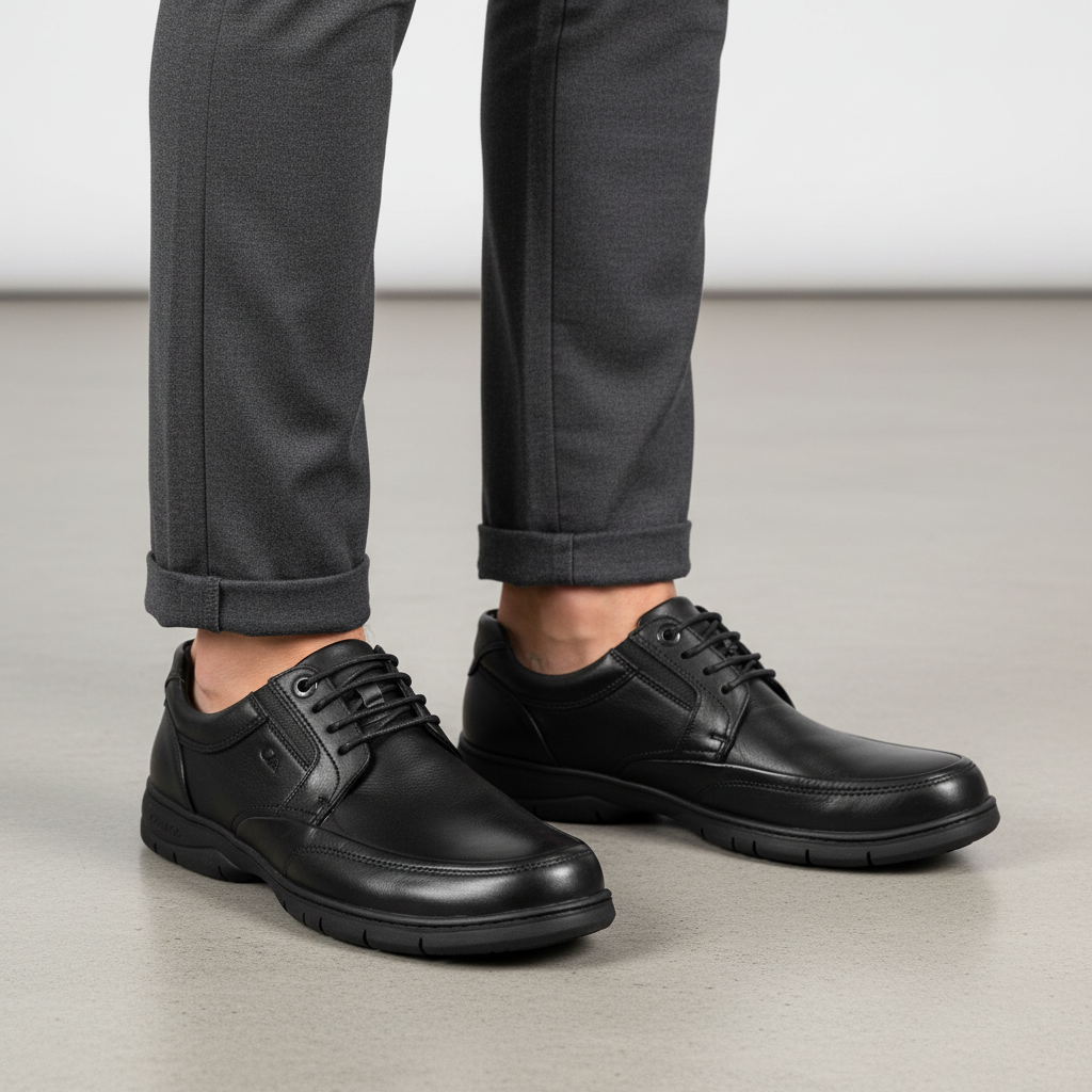 Modelo masculino con zapatos Calimod negros