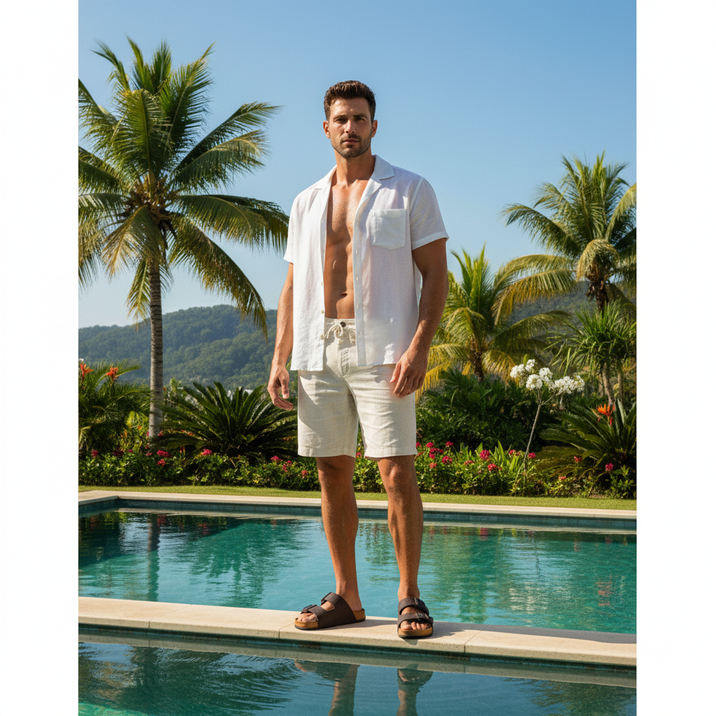Sandalia Cartago GCB19 Marrón - Modelo completo piscina