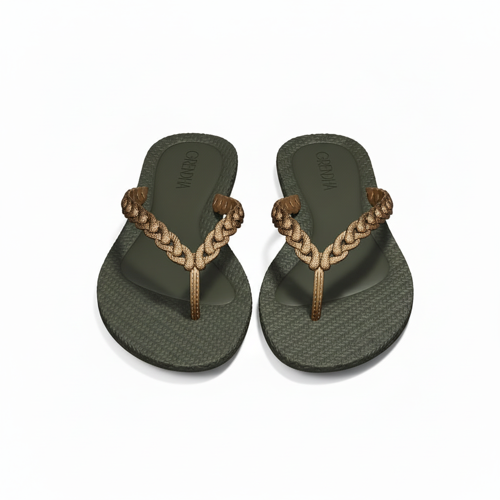 Sandalia Grendha GDC32 Verde - Flat lay frontal