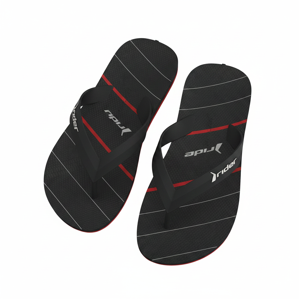 Sandalia Rider RDF03 Negro con líneas rojas - Vista Superior