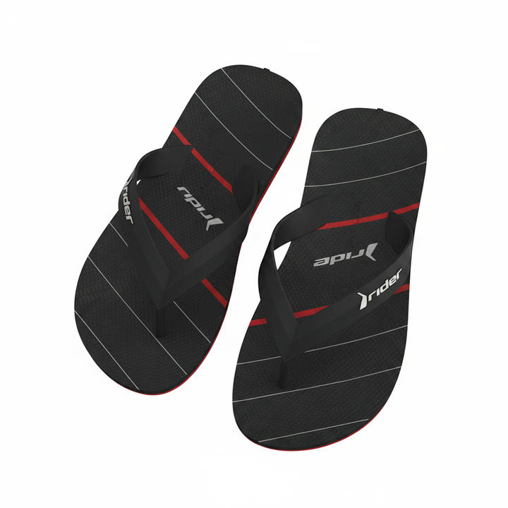Sandalia Rider RDF03 Negro con líneas rojas - Vista Superior