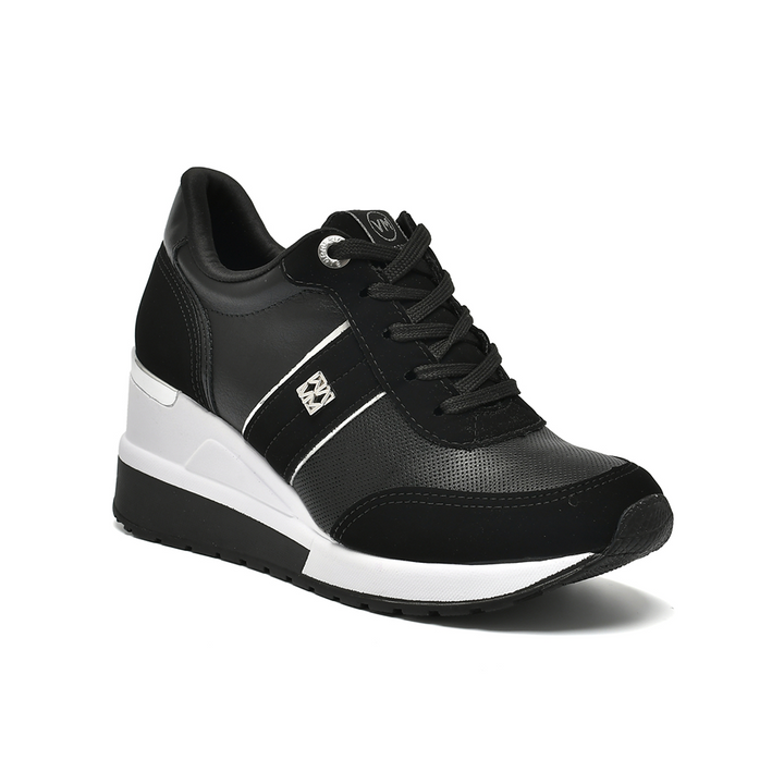 Zapatilla Via Marte 046007-01 Negro Taco cuña 6