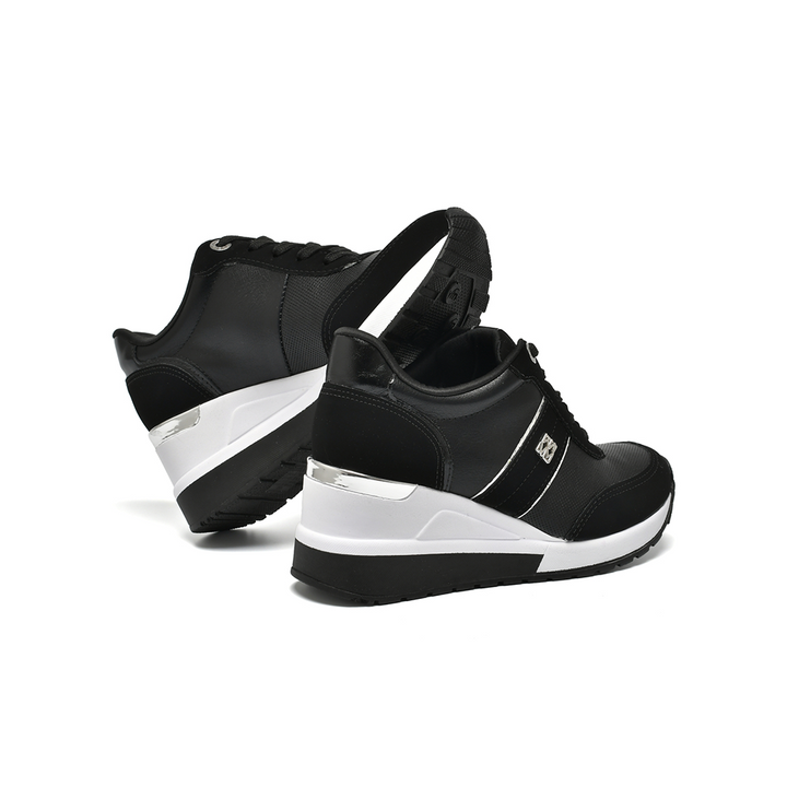 Zapatilla Via Marte 046007-01 Negro Taco cuña 6