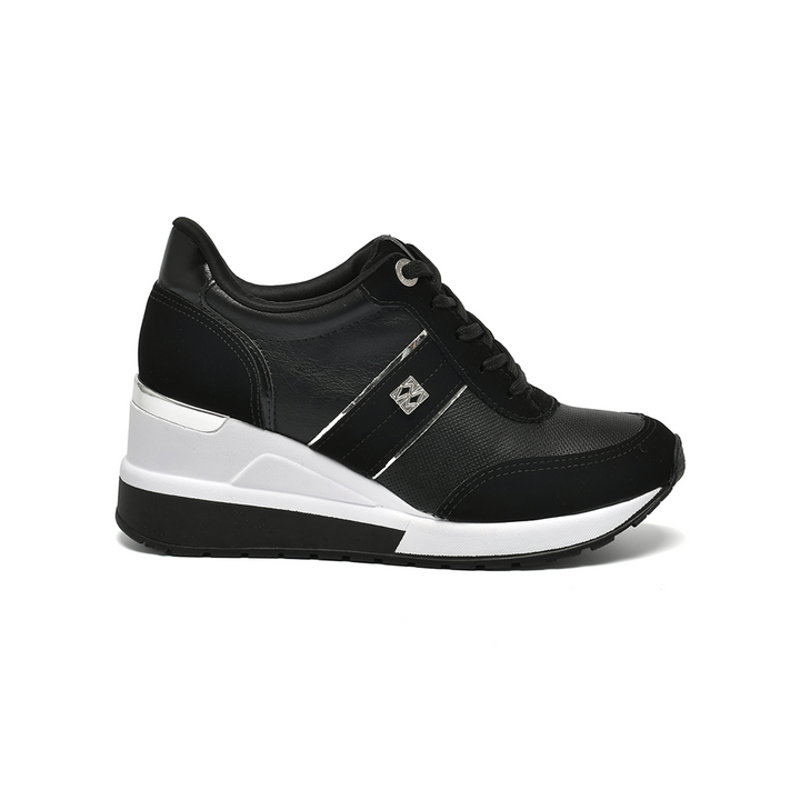 Zapatilla Via Marte 046007-01 Negro Taco cuña 6